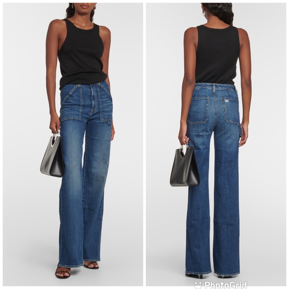 NILI LOTAN Quentin wide-leg jeans in medium Wash